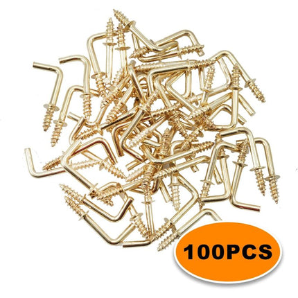 100 pcs 1.5Cm Right Angle Screw Hooks Square Screw Hooks L Shaped Screw Hooks Fixing Accessories With Storage Box For.