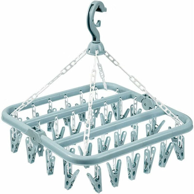Sock Drying Rack Clothes Hanger With 32 Clips For Foldable Sock Dryer Clothespins Underwear Drying Rack Clothespins For.