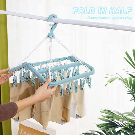 Sock Drying Rack Clothes Hanger With 32 Clips For Foldable Sock Dryer Clothespins Underwear Drying Rack Clothespins For.