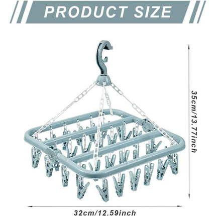 Sock Drying Rack Clothes Hanger With 32 Clips For Foldable Sock Dryer Clothespins Underwear Drying Rack Clothespins For.