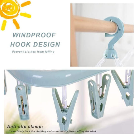 Sock Drying Rack Clothes Hanger With 32 Clips For Foldable Sock Dryer Clothespins Underwear Drying Rack Clothespins For.