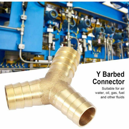 Brass Hose Barb, 3 Way Y Type Brass Hose Barbed Fitting Adapter Connector For Water/Oil/Gas/Air Pipes (12Mm 1Pc).