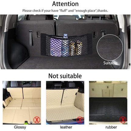 [2 Pack] Car Trunk Net, Trunk Storage Net, Large Size 80 X 25 Cm, Bottles, Groceries, Storage Add On Organizers For Car.