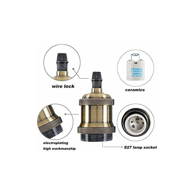 E27 Vintage Lamp Socket, Light Bulb Socket, Ceramic Lamp Holder Adapter For Decorating Bars, Restaurants, Bedrooms,.
