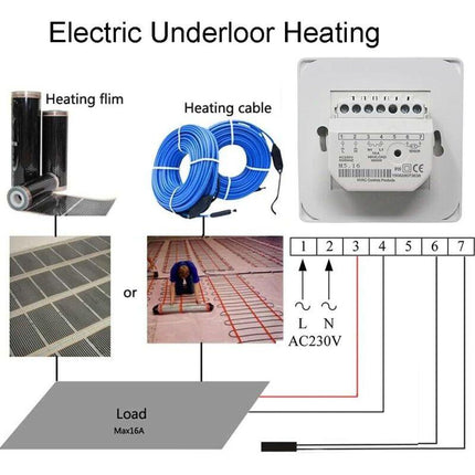 Manual Electric Underfloor Heating ROom Thermostat With Sensor Ac 220V 16A, Mechanical Underfloor Heating Thermostat.
