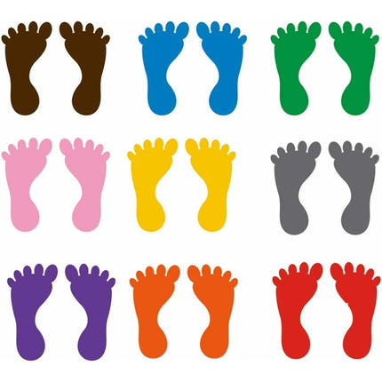 9 Pairs Footprint Stickers For Floor, Wall, Stairs To Guide Directions.