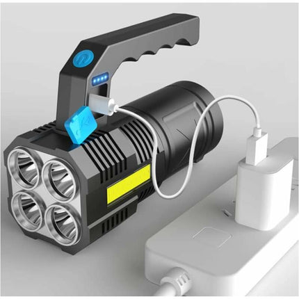 Ultra Powerful Rechargeable Cob LED Flashlight Waterproof Work Light 4 Modes Portable Emergency Torch For Hiking.