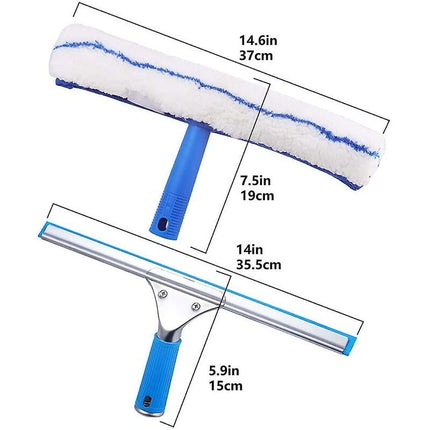 Window Cleaning Kit, Window Squeegee And Microfiber Cloth, Shower Squeegee With Rubber Lip, Window Cleaning Tool, 35Cm.