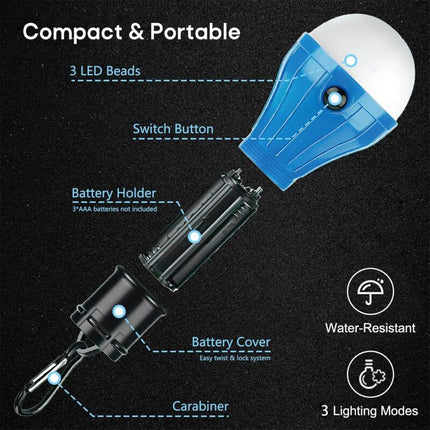 4 Pack LED Camping Lights Hiking Fishing Emergency Light Waterproof Battery Powered LED Indoor Outdoor Lighting.