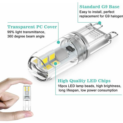G9 LED Bulbs 1.5W Equivalent To 20W Halogen Light Cool White 6000K, Ac 220-240V, Non-Dimmable, Mini Incandescent Bulb,.