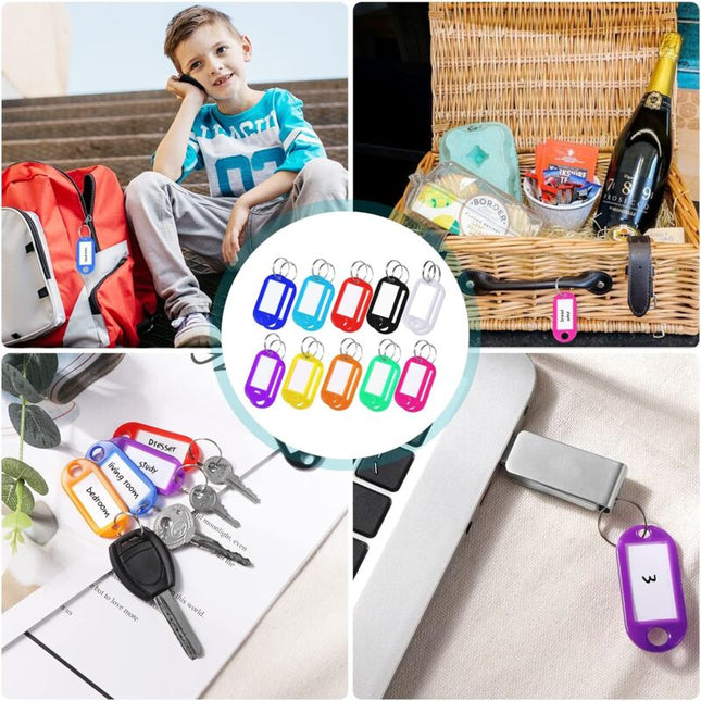 20 Key Tags Plastic 10 Colors, Writable Label For House Keys, Luggage Tags, Pet Name Tags.