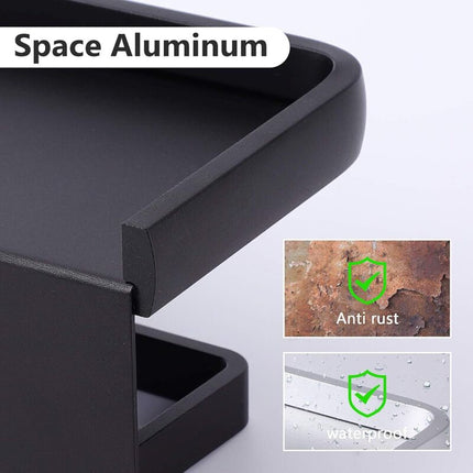 Wall Mounted Toilet Paper Holder Aluminum ROll Holder Toilet Paper Holder With Storage Shelf Black.
