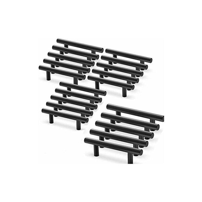 20 pcs Black Furniture Handle Black Kitchen Cabinet Handle T Handles Black Drawer Cupboard Center Distance 64Mm.