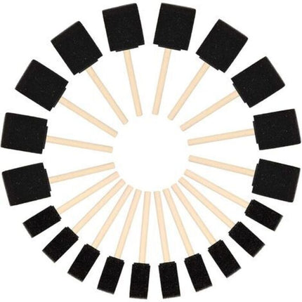 Foam Brushes (20 Pack) - Two Sizes - Sponge Brushes With Wooden Handle - Paint Stamp Brushes For Acrylic, Oil, Varnish.