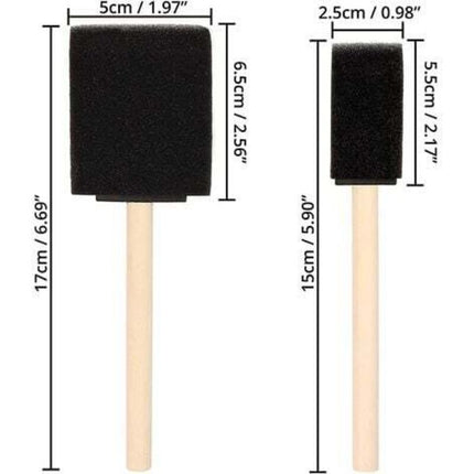 Foam Brushes (20 Pack) - Two Sizes - Sponge Brushes With Wooden Handle - Paint Stamp Brushes For Acrylic, Oil, Varnish.