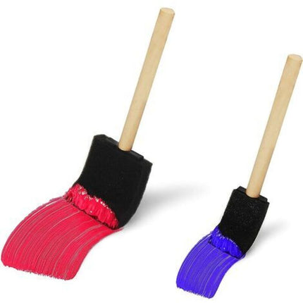 Foam Brushes (20 Pack) - Two Sizes - Sponge Brushes With Wooden Handle - Paint Stamp Brushes For Acrylic, Oil, Varnish.