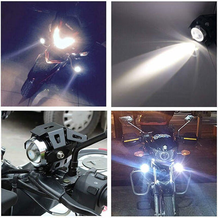 2 pcs 125W Motorcycle Headlight Extra LED Fog Light Motorbike Spotlight 1200Lm U5 Waterproof Motorcycle Scooter 4.