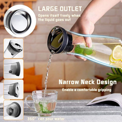 Glass Carafe, 1200Ml Glass Water Pitcher With Silicone Lid, For Homemade Beverage/Iced Tea/Milk/Coffee/Serving Wine,.