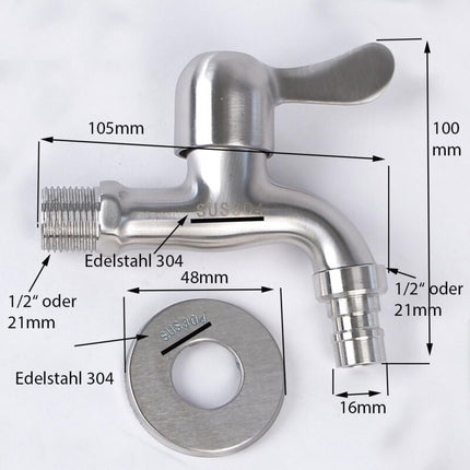 304 Stainless Steel Faucet 1/2' Flow Valve.