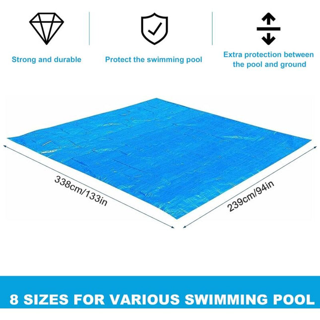 Pool Ground Sheet, Rectangular Pool Ground Sheet For 300X200Cm Pool - Blue Waterproof Foldable Pool Ground Sheet And.