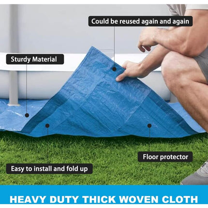 Pool Ground Sheet, Rectangular Pool Ground Sheet For 300X200Cm Pool - Blue Waterproof Foldable Pool Ground Sheet And.