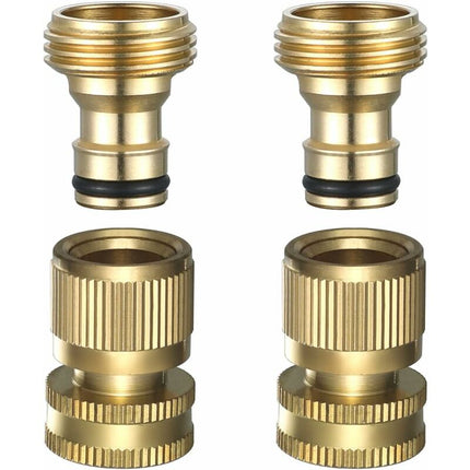 Garden Hose Quick Connect - Quick Connect Garden Hose Connectors, Solid Brass Water Hose Quick Connect, 3/4" Ght, 2 Sets.