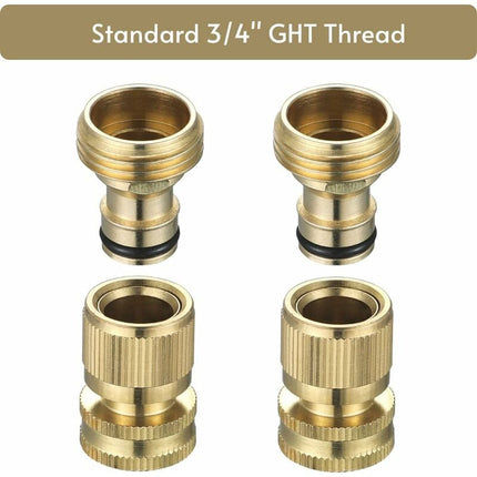 Garden Hose Quick Connect - Quick Connect Garden Hose Connectors, Solid Brass Water Hose Quick Connect, 3/4" Ght, 2 Sets.
