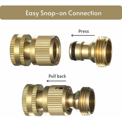 Garden Hose Quick Connect - Quick Connect Garden Hose Connectors, Solid Brass Water Hose Quick Connect, 3/4" Ght, 2 Sets.