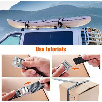 10M Tie Down Strap, 4 pcs Ratchet Strap With Zinc Alloy Buckle For Motorcycle/Car/Bike Carrier/Luggage/Moving Securing.
