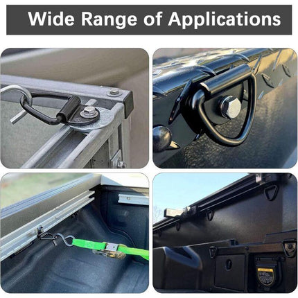 Lashing Ring 6 Pieces D-Ring Anchor 85 X 63 Mm, Black Heavy Duty Lashing Rings Load 300Kg For Trailer Heavy Equipment.