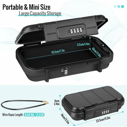 Portable Safe Box Mini Travel Safe Box Waterproof Anti-Theft With Detachable Metal Cable For Home, Office, Hotel,.
