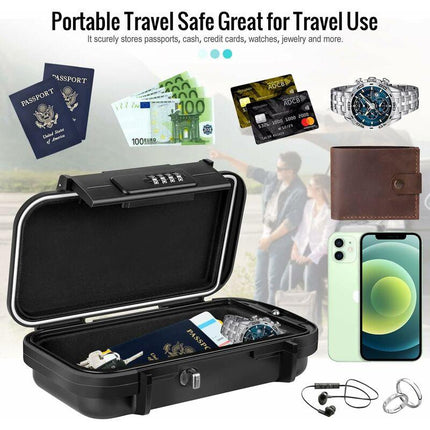 Portable Safe Box Mini Travel Safe Box Waterproof Anti-Theft With Detachable Metal Cable For Home, Office, Hotel,.