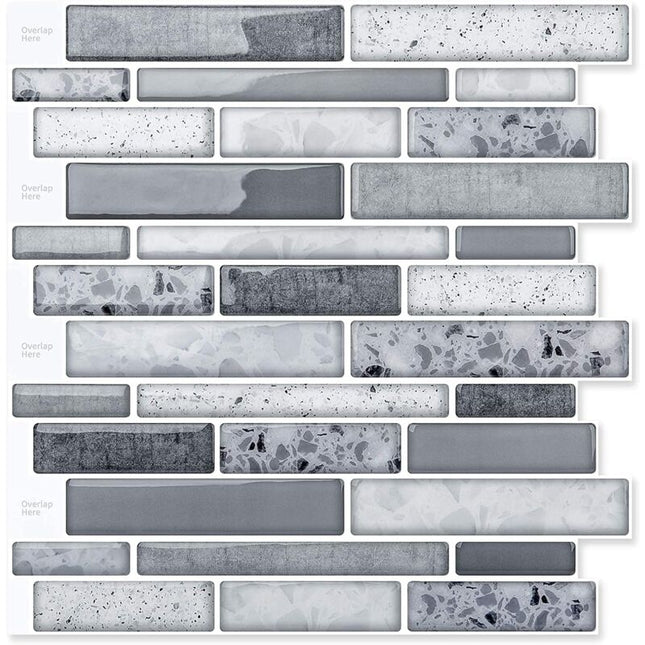 10 Pieces, Adhesive Wall Tiles, Vinyl Kitchen Backsplash, Marble Wall Stickers, 30X30Cm, Grey.