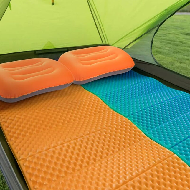 Inflatable Camping Pillows Orange 2 Pack Compact And Ultralight Beach Pillows For Travel, Hiking And Mountaineering.