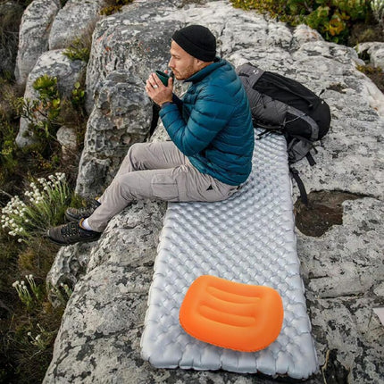 Inflatable Camping Pillows Orange 2 Pack Compact And Ultralight Beach Pillows For Travel, Hiking And Mountaineering.