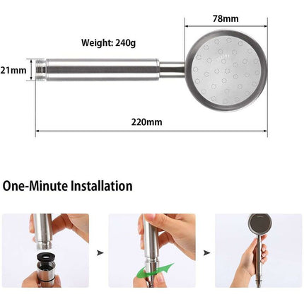 304 Stainless Steel High Pressure Shower Head Bathroom Shower Head Water Saving Easy Installation.