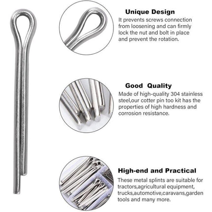 230 pcs Stainless Steel Cotter Pins M1 M2.5 M3 M4 M5 Retaining Pin Assortment Kit With Storage Box.