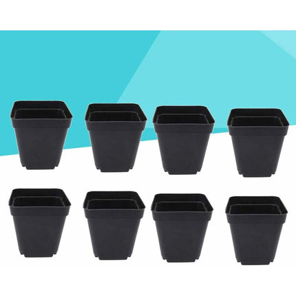 50 pcs Black Seedling Pot - Square Plastic Plant Pots - Small Indoor Outdoor Flower Pot (Black/ 6X6X6.5Cm).
