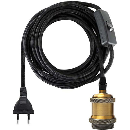 E27 Socket With Switch, 1.2 Meters Fabric Cable Electrical Wire For Bulb Socket/Edison Retro Pendant Light/Creative.