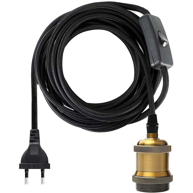 E27 Socket With Switch, 1.2 Meters Fabric Cable Electrical Wire For Bulb Socket/Edison Retro Pendant Light/Creative.