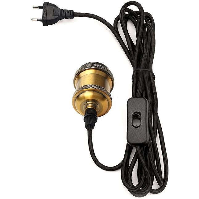 E27 Socket With Switch, 1.2 Meters Fabric Cable Electrical Wire For Bulb Socket/Edison Retro Pendant Light/Creative.