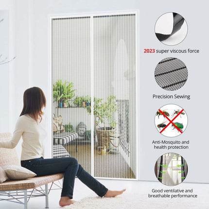 Magnetic Screen Door 90X210Cm Anti Fly Curtain Adhesive Strip Automatic Closing Ultra Fine Mesh Tool-Free Installation.