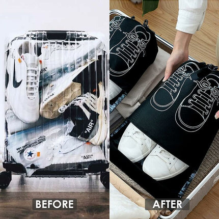 Travel Shoe Bag, Waterproof Dustproof Fleece Shoe Bag Set With Clear Window And Drawstring (32X44Cm) -10 pcs-Black.