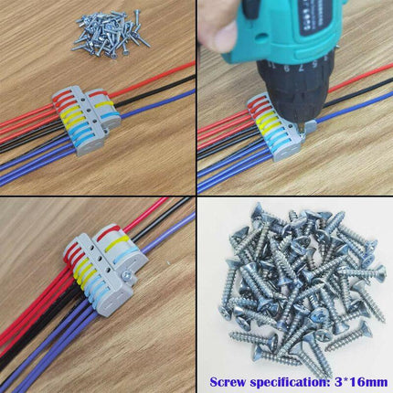 Electrical Connector, 6 pcs 3 In 9 Out Compact Conductor Connector, Cable Terminal Block Quick Spring Connector, With.