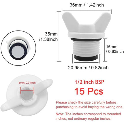 Plumbing Plug-15 pcs 1/2" Male External Thread Pipe Hex Plug,Blanking Plug,For Washing.