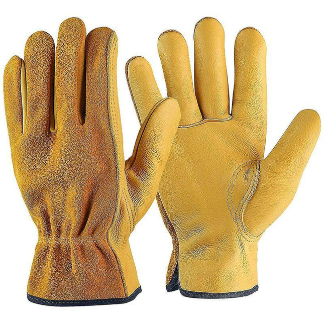 Cowhide Work Gloves, For Drivers, Diy, Gardening, Storage, Farm Work, Multifunctional (Xl, Yellow).