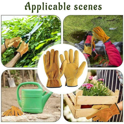 Cowhide Work Gloves, For Drivers, Diy, Gardening, Storage, Farm Work, Multifunctional (Xl, Yellow).