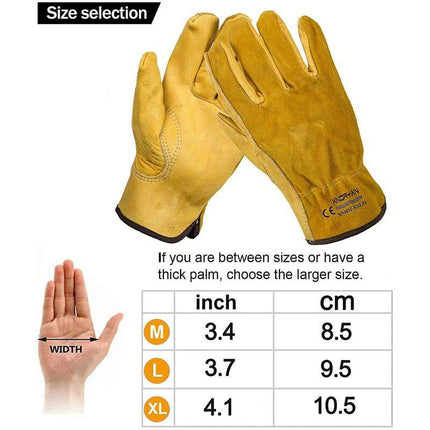 Cowhide Work Gloves, For Drivers, Diy, Gardening, Storage, Farm Work, Multifunctional (Xl, Yellow).