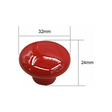 Red Ceramic Drawer Pulls And Knobs Furniture Handle Door Knob For Kids ROom Pack Of 10 (Comes With Screws).