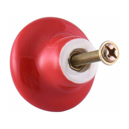 Red Ceramic Drawer Pulls And Knobs Furniture Handle Door Knob For Kids ROom Pack Of 10 (Comes With Screws).